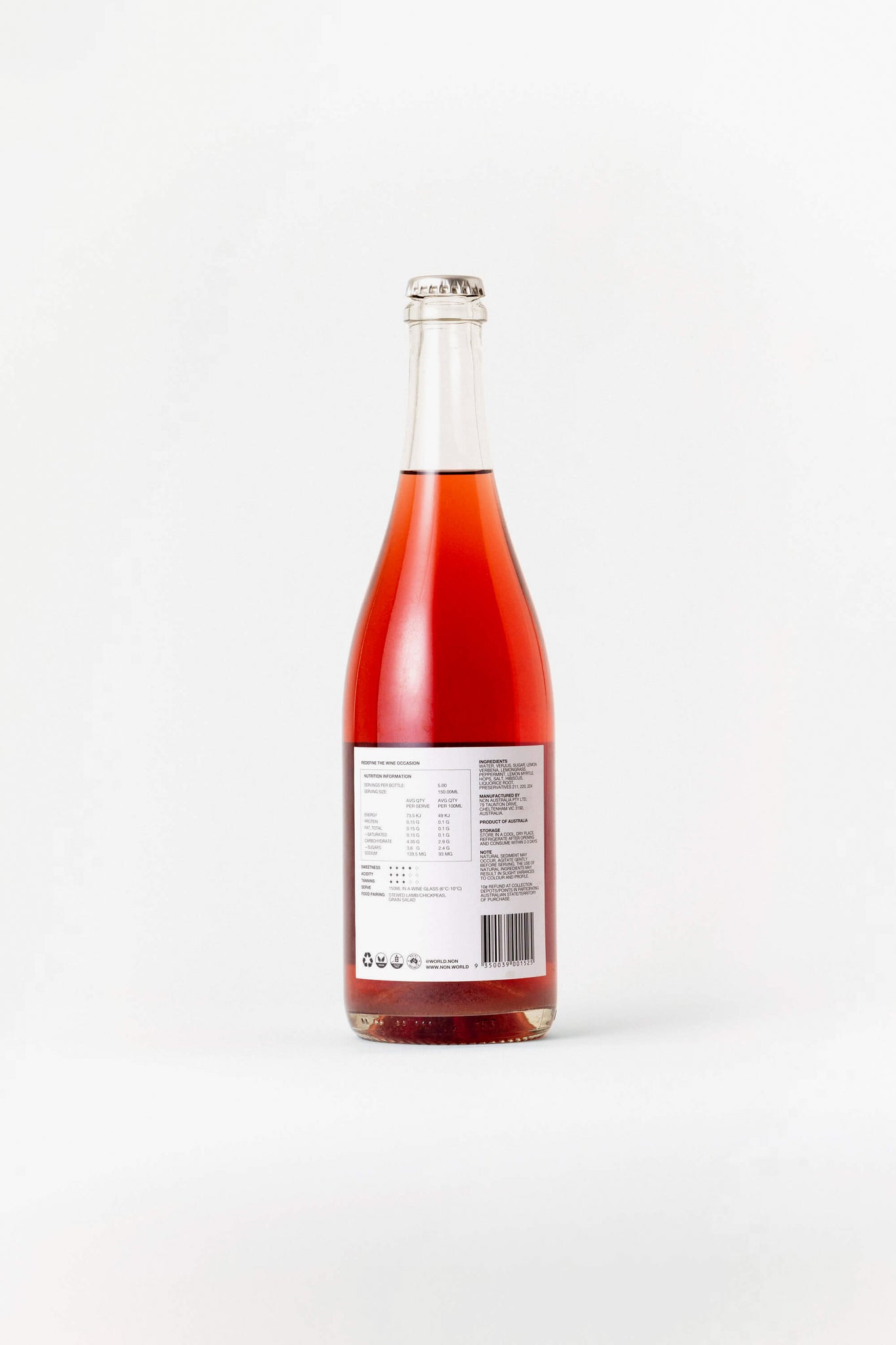 NON5 Lemon Marmalade & Hibiscus bottle back label