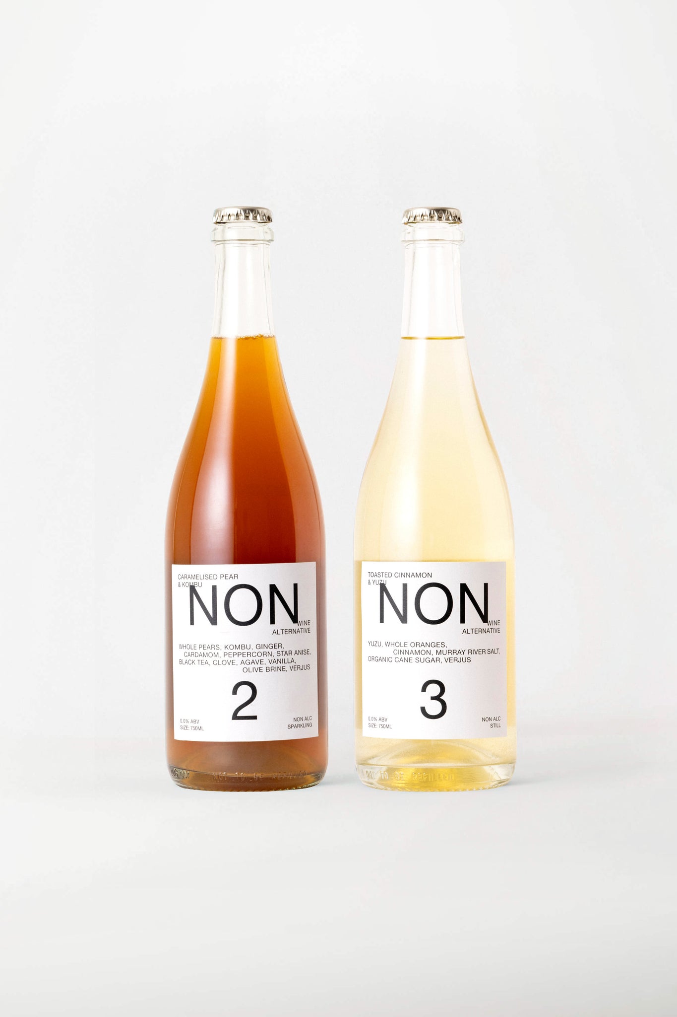 NON Light Set Bottles NON2 Caramelised Pear & Kombu  and NON3 Toasted Cinnamon & Yuzu