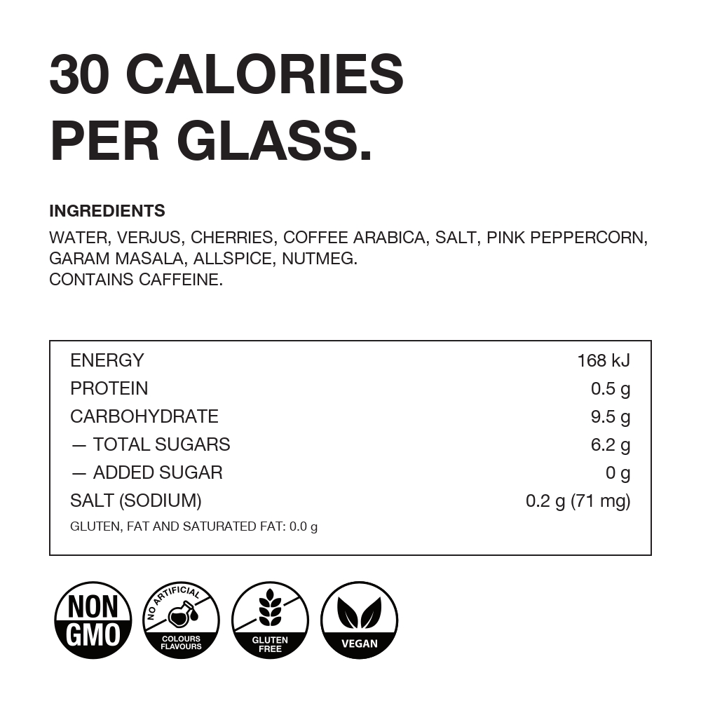 NON7 Stewed Cherry & Coffee nutrition panel
