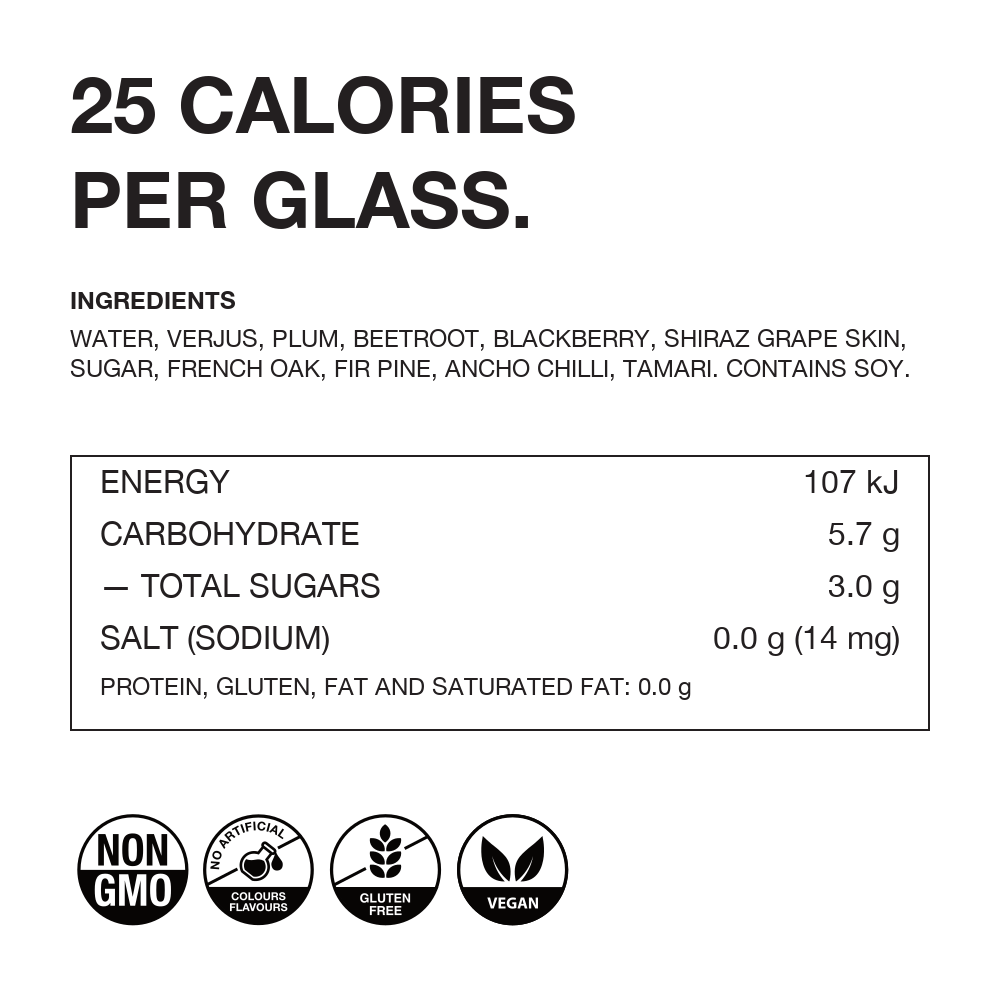 NON9 Oaked Blackberry & Plum nutrition panel